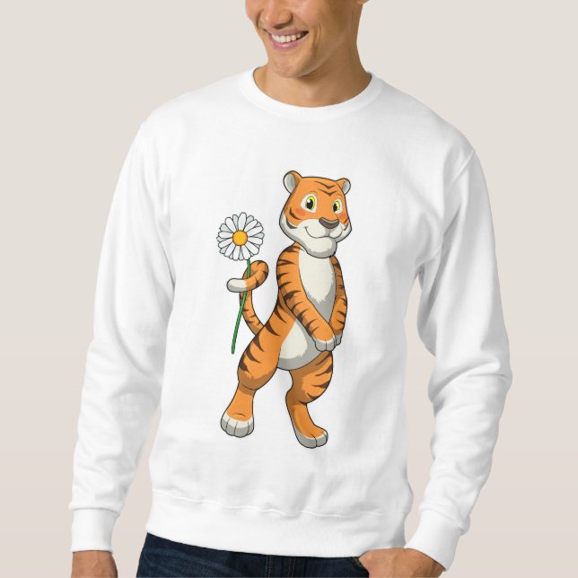 Tiger with Daisy Flower Sweatshirt (Front)