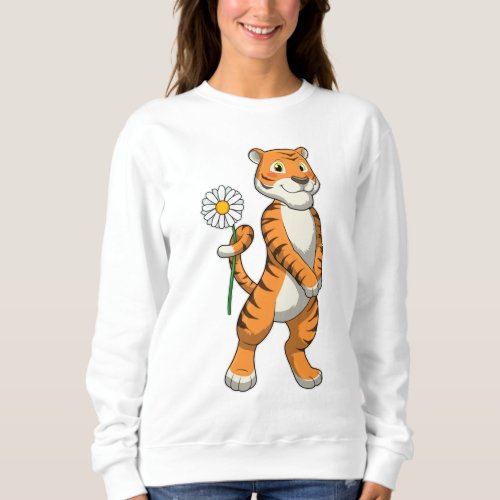 Tiger with Daisy Flower Sweatshirt