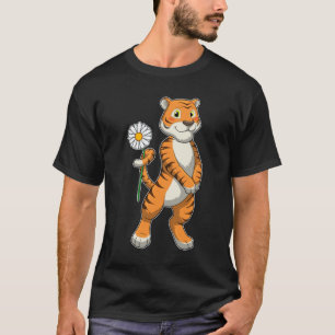 Tiger with Daisy Flower T-Shirt