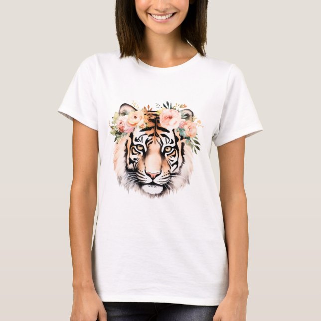 Tiger with Flowers T-Shirt – Bold & Beautiful Grap (Front)