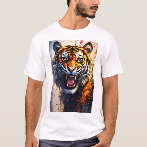 Tiger with glowing stripes T_Shirt