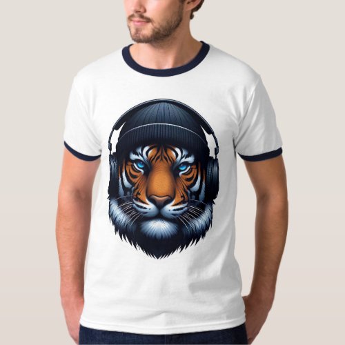 Tiger with headphones T_Shirt