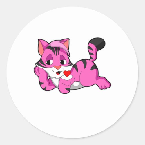 Tiger with Heart Classic Round Sticker