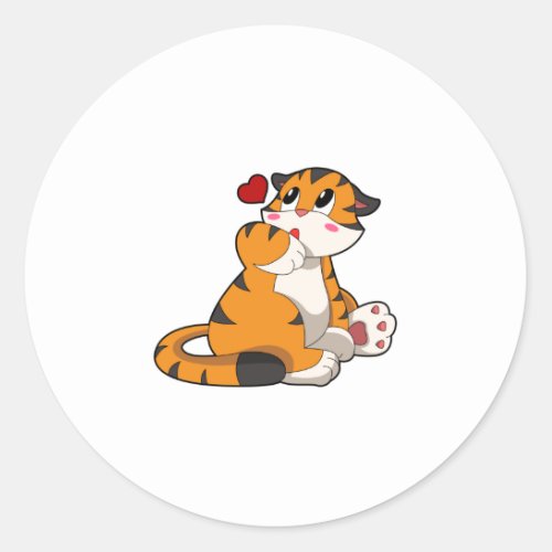 Tiger with Heart Classic Round Sticker