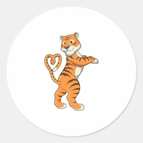 Tiger with Heart Classic Round Sticker