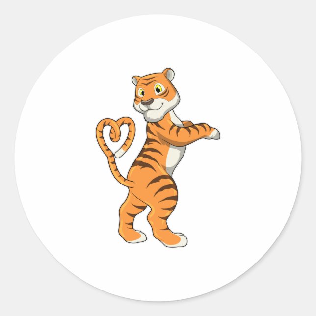Tiger with Heart Classic Round Sticker (Front)