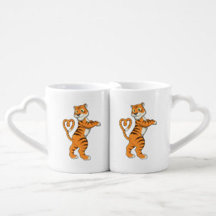 Tiger with Heart Coffee Mug Set