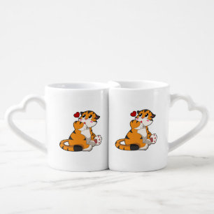 Tiger with Heart Coffee Mug Set