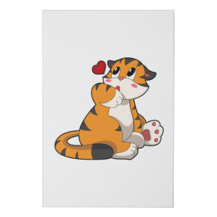 Tiger with Heart Faux Canvas Print