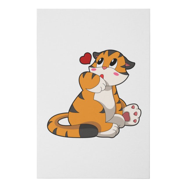 Tiger with Heart Faux Canvas Print (Front)