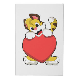 Tiger with Heart Faux Canvas Print