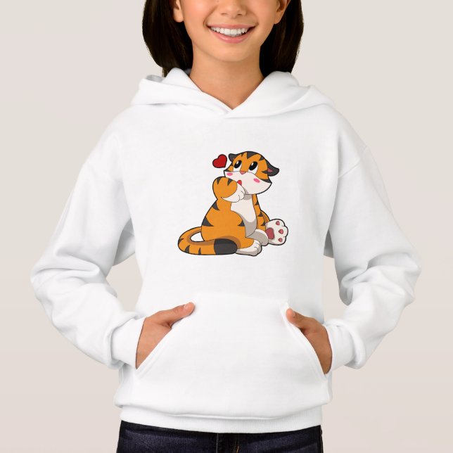 Tiger with Heart Hoodie (Front)