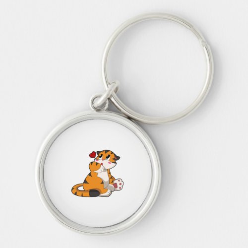 Tiger with Heart Keychain