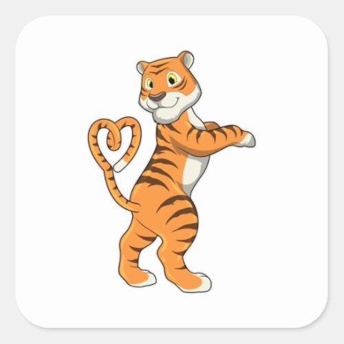 Tiger with Heart Square Sticker