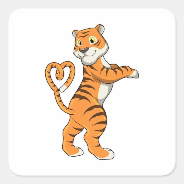 Tiger with Heart Square Sticker (Front)