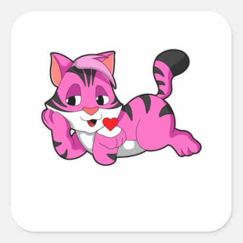 Tiger with Heart Square Sticker