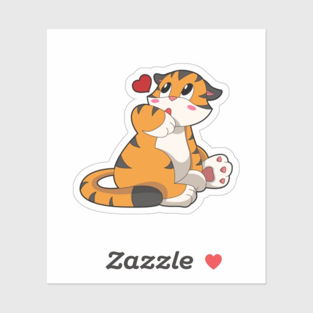 Tiger with Heart Sticker (Sheet)