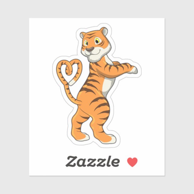 Tiger with Heart Sticker (Sheet)