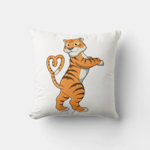 Tiger with Heart Throw Pillow
