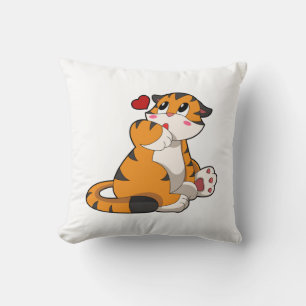 Tiger with Heart Throw Pillow