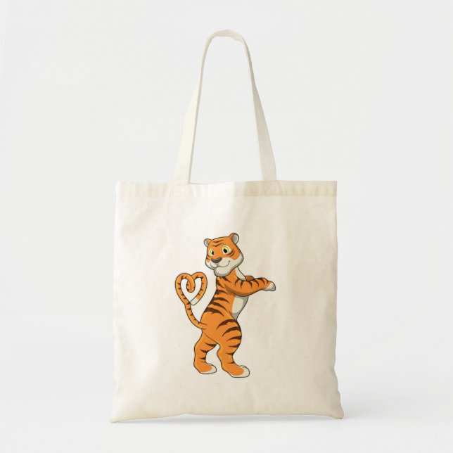 Tiger with Heart Tote Bag (Front)