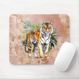Tiger with Leaves Mouse Pad