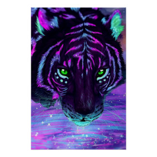 TIGER WITH LIGHT COLORS POSTER