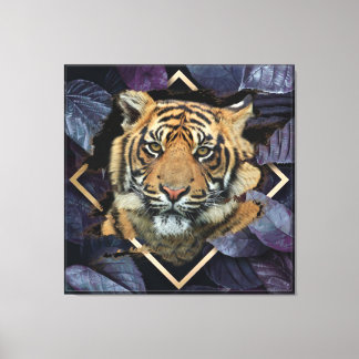 Tiger With Lilac Leaves Canvas Print
