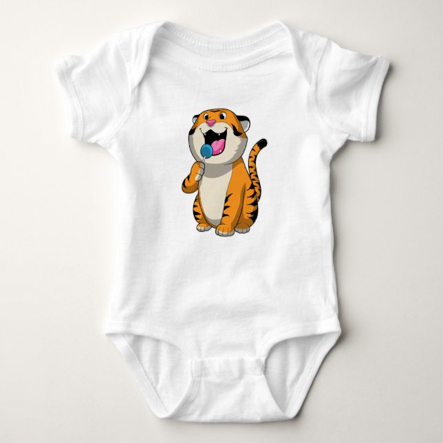 Tiger with Lollipop Baby Bodysuit (Front)
