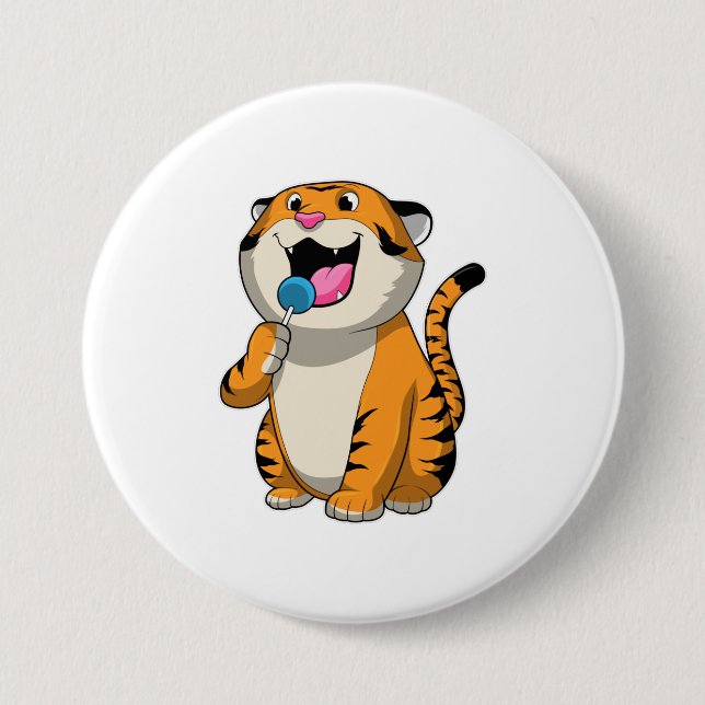 Tiger with Lollipop Button (Front)