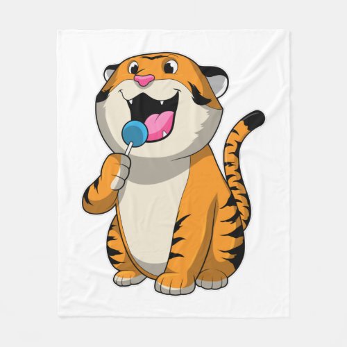 Tiger with Lollipop Fleece Blanket