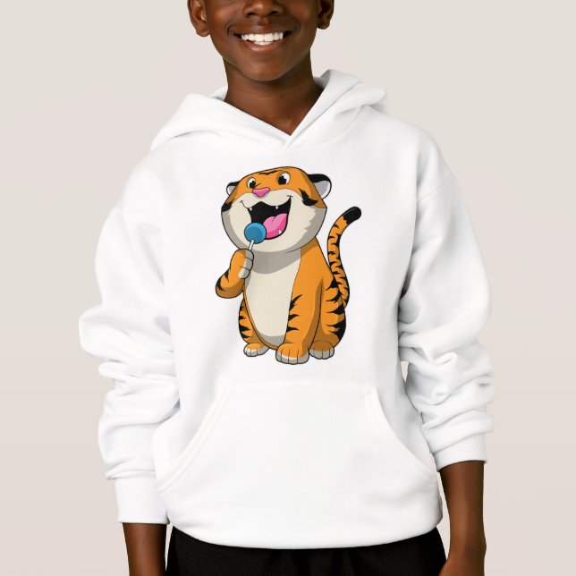 Tiger with Lollipop Hoodie (Front)