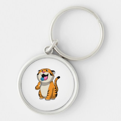 Tiger with Lollipop Keychain
