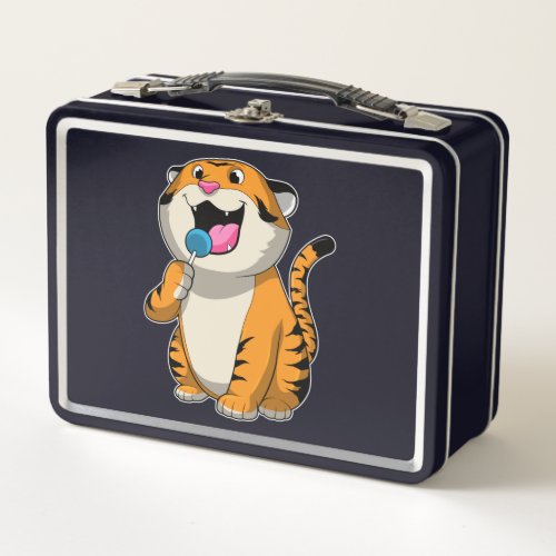 Tiger with Lollipop Metal Lunch Box