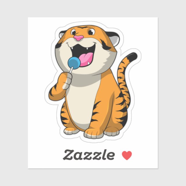 Tiger with Lollipop Sticker (Sheet)