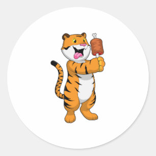 Tiger with Meat Classic Round Sticker