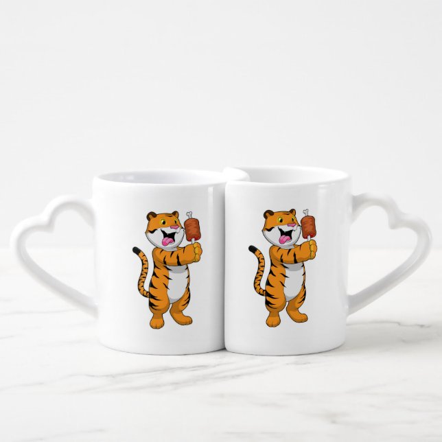 Tiger with Meat Coffee Mug Set (Front Nesting)