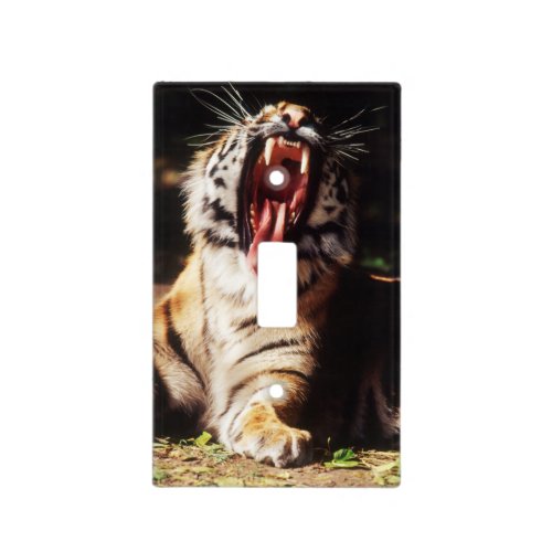 Tiger with mouth open light switch cover