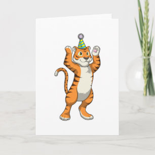 Tiger with Party hat Party Card