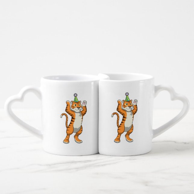 Tiger with Party hat Party Coffee Mug Set (Front Nesting)