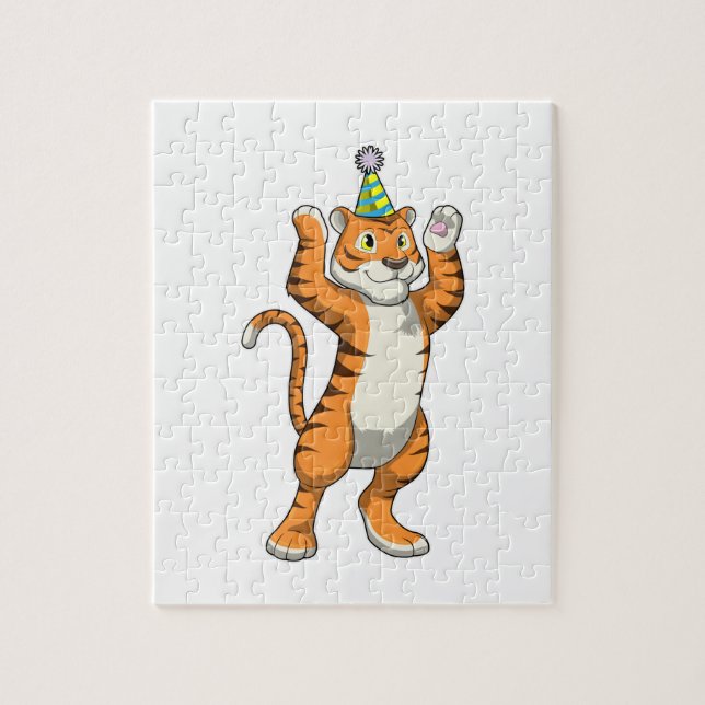 Tiger with Party hat Party Jigsaw Puzzle (Vertical)