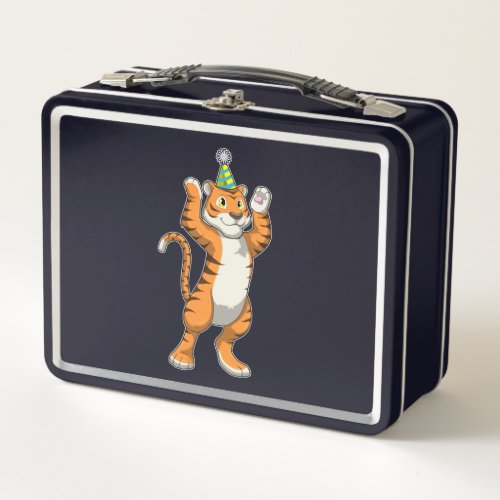 Tiger with Party hat Party Metal Lunch Box