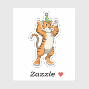 Tiger with Party hat Party Sticker