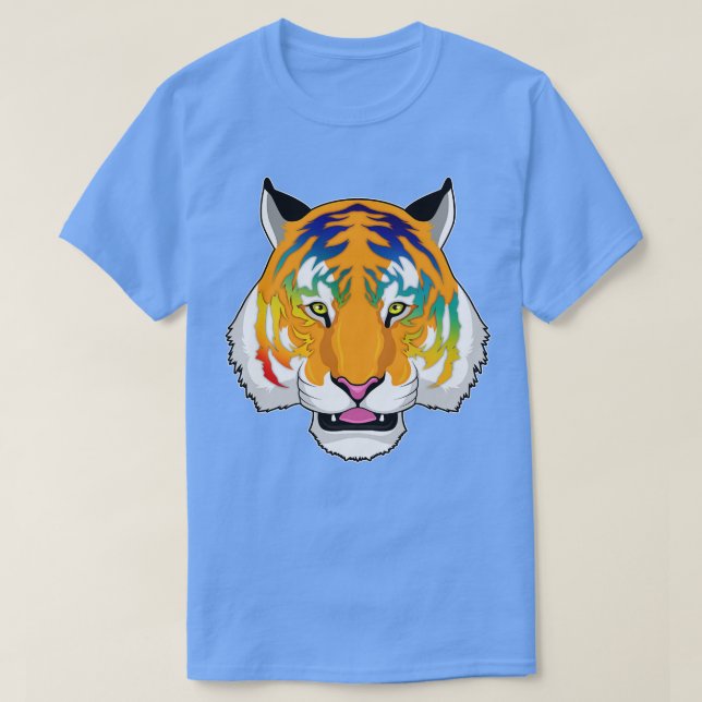 Tiger with Rainbow Colours T-Shirt (Design Front)