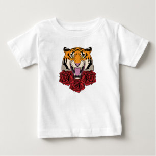 Tiger with Roses Baby T-Shirt