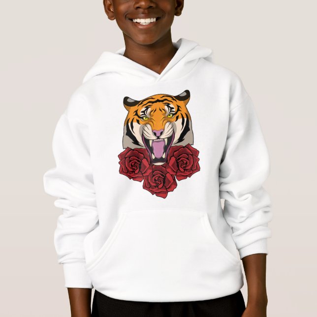 Tiger with Roses Hoodie (Front)