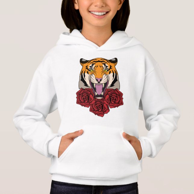 Tiger with Roses Hoodie (Front)