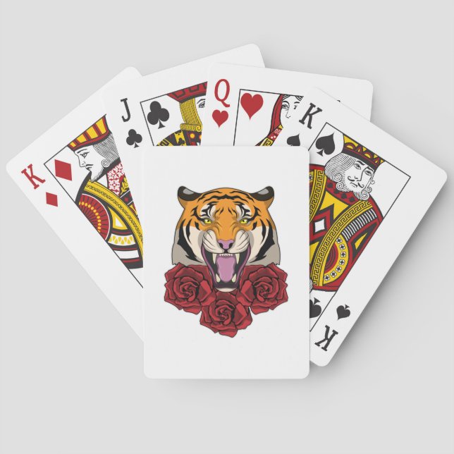 Tiger with Roses Poker Cards (Back)