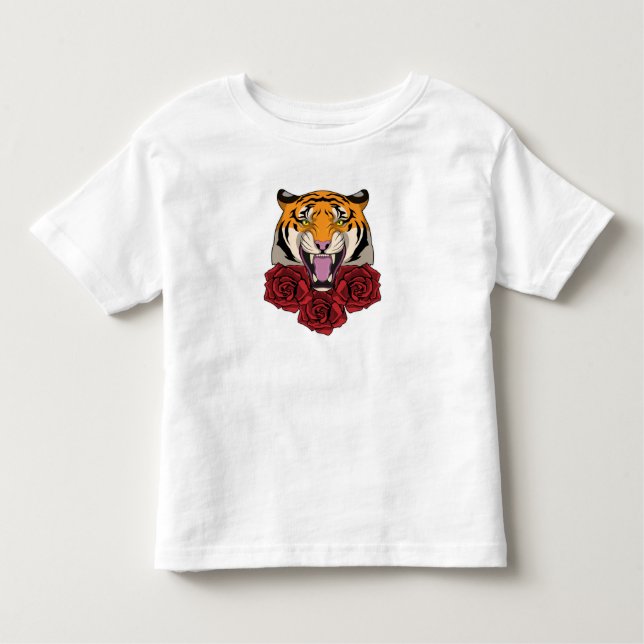 Tiger with Roses Toddler T-shirt (Front)