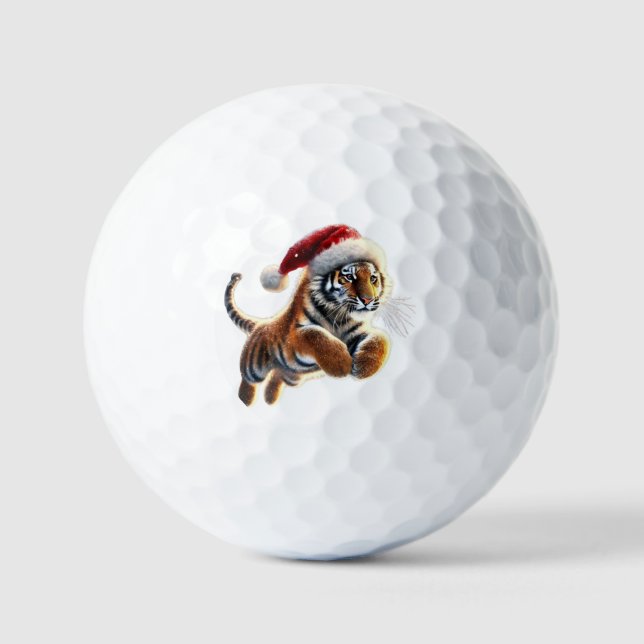 tiger with santa's hat golf balls (Front)